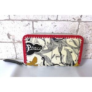 Sakroots Peace Happy Floral Bird Wallet Zip Around Clutch Wristlet